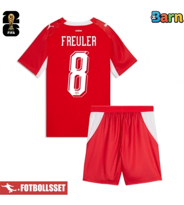 Schweiz Remo Freuler #8 Hemmatröja Barn VM 2026 Kortärmad (+ Korta byxor)