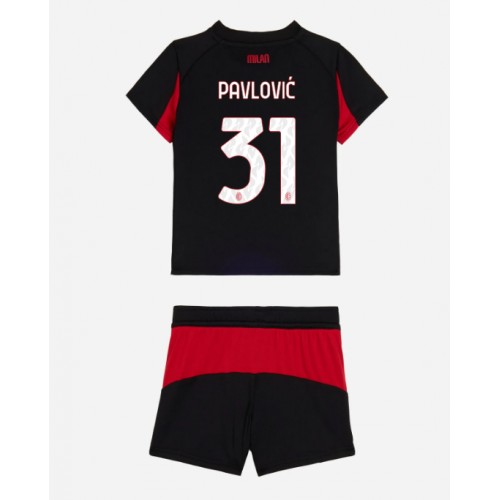 AC Milan Strahinja Pavlovic #31 Hemmatröja Barn 2025-26 Kortärmad (+ Korta byxor)