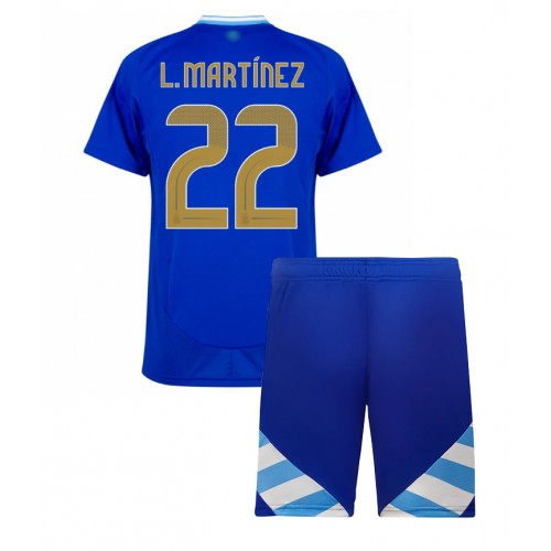 Argentina Lautaro Martinez #22 Bortatröja Barn Copa America 2024 Kortärmad (+ Korta byxor)