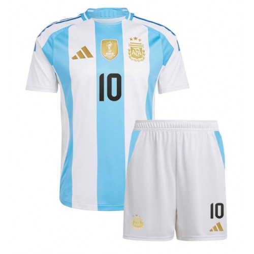 Argentina Lionel Messi #10 Hemmatröja Barn Copa America 2024 Kortärmad (+ Korta byxor)