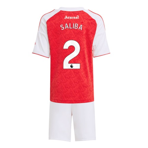 Arsenal William Saliba #2 Hemmatröja Barn 2025-26 Kortärmad (+ Korta byxor)