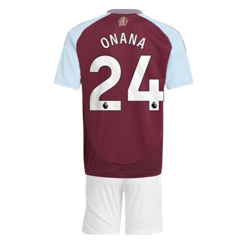 Aston Villa Amadou Onana #24 Hemmatröja Barn 2024-25 Kortärmad (+ Korta byxor)