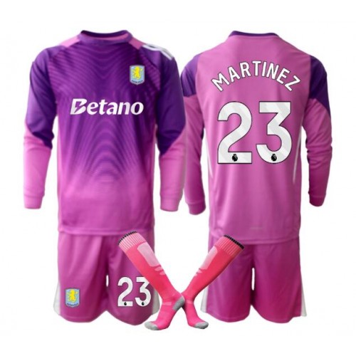 Aston Villa Emiliano Martinez #23 Målvakt Tredje Tröja Barn 2025-26 Långärmad (+ Korta byxor)