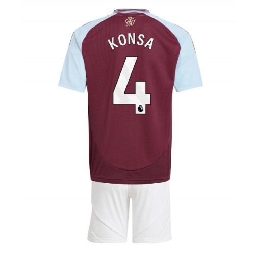 Aston Villa Ezri Konsa #4 Hemmatröja Barn 2024-25 Kortärmad (+ Korta byxor)