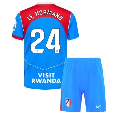 Atletico Madrid Robin Le Normand #24 Tredje Tröja Barn 2025-26 Kortärmad (+ Korta byxor)