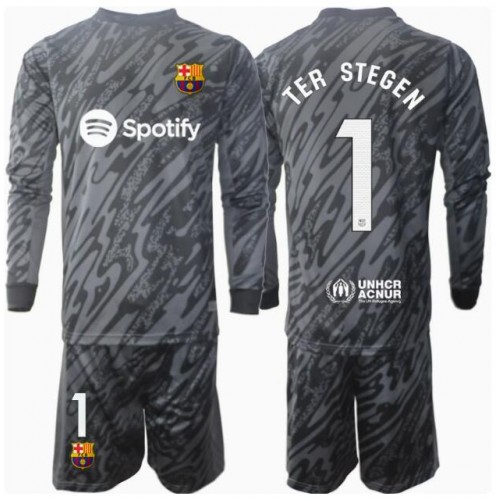 Barcelona Ter Stegen #1 Målvakt Tredje Tröja Barn 2024-25 Långärmad (+ Korta byxor)