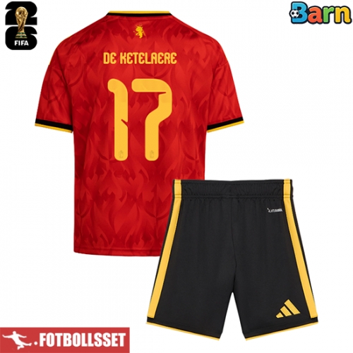 Belgien Charles De Ketelaere #17 Hemmatröja Barn VM 2026 Kortärmad (+ Korta byxor)