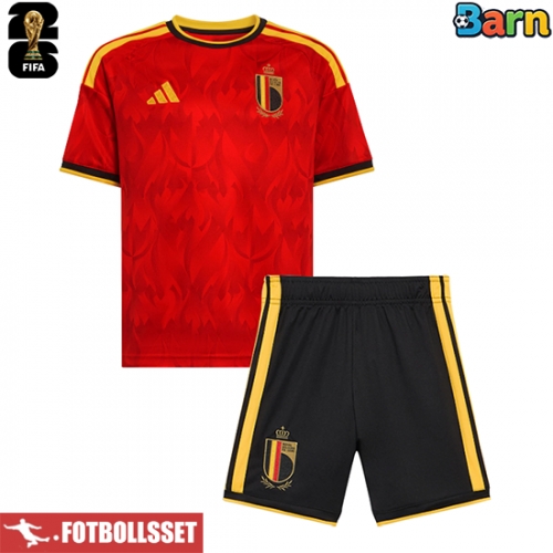 Belgien Hemmatröja Barn VM 2026 Kortärmad (+ Korta byxor)