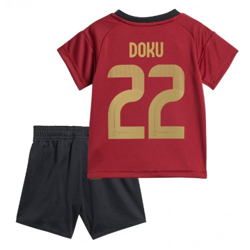 Belgien Jeremy Doku #22 Hemmatröja Barn EM 2024 Kortärmad (+ Korta byxor)