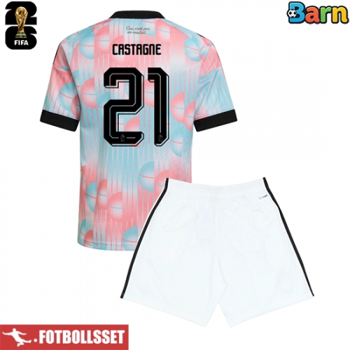 Belgien Timothy Castagne #21 Bortatröja Barn VM 2026 Kortärmad (+ Korta byxor)
