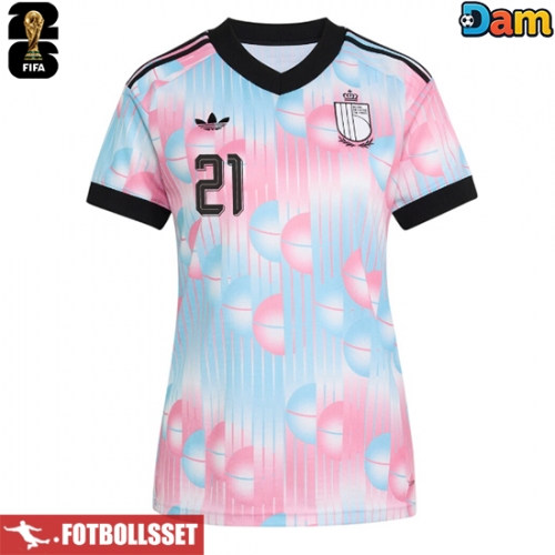 Belgien Timothy Castagne #21 Bortatröja Dam VM 2026 Kortärmad