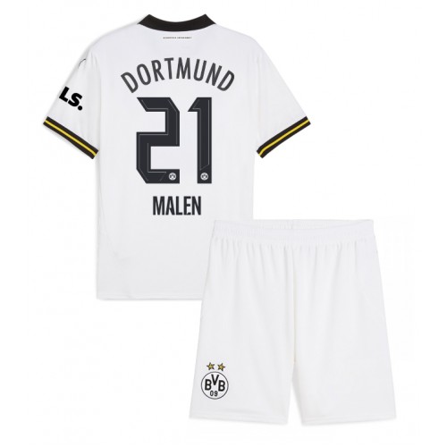 Borussia Dortmund Donyell Malen #21 Tredje Tröja Barn 2024-25 Kortärmad (+ Korta byxor)