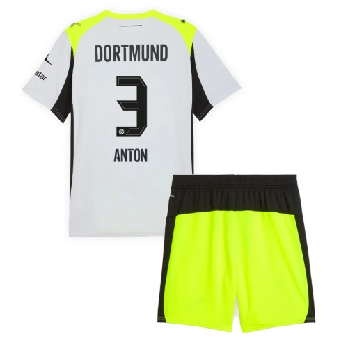 Borussia Dortmund Waldemar Anton #3 Bortatröja Barn 2025-26 Kortärmad (+ Korta byxor)