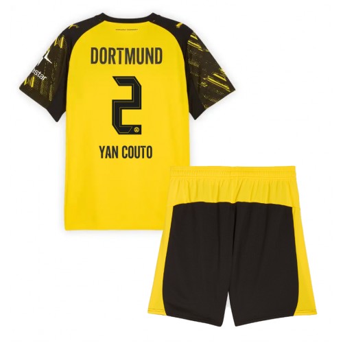 Borussia Dortmund Yan Couto #2 Hemmatröja Barn 2025-26 Kortärmad (+ Korta byxor)