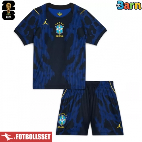 Brasilien Bortatröja Barn VM 2026 Kortärmad (+ Korta byxor)