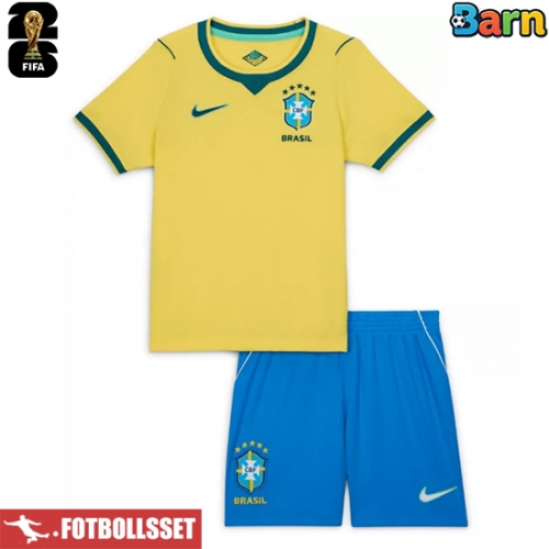 Brasilien Hemmatröja Barn VM 2026 Kortärmad (+ Korta byxor)