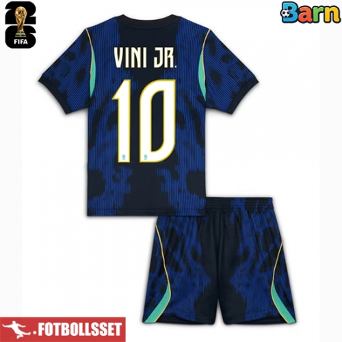 Brasilien Vinicius Junior #10 Bortatröja Barn VM 2026 Kortärmad (+ Korta byxor)