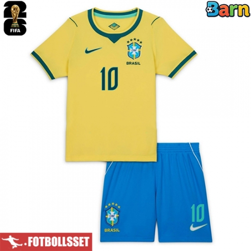 Brasilien Vinicius Junior #10 Hemmatröja Barn VM 2026 Kortärmad (+ Korta byxor)