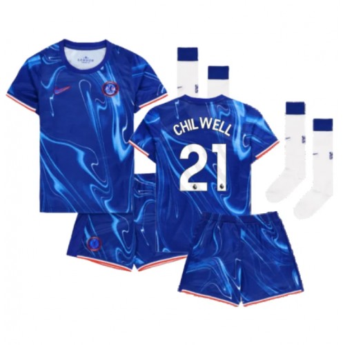 Chelsea Ben Chilwell #21 Hemmatröja Barn 2024-25 Kortärmad (+ Korta byxor)