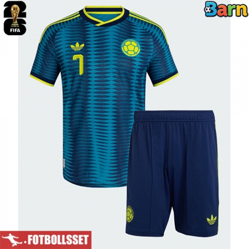 Colombia Luis Diaz #7 Bortatröja Barn VM 2026 Kortärmad (+ Korta byxor)