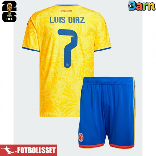 Colombia Luis Diaz #7 Hemmatröja Barn VM 2026 Kortärmad (+ Korta byxor)