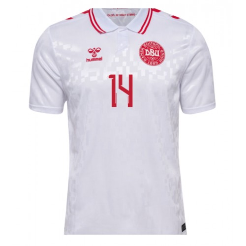 Danmark Mikkel Damsgaard #14 Bortatröja EM 2024 Kortärmad Danmark Mikkel Damsgaard #14 Bortatröja EM 2024 Kortärmad