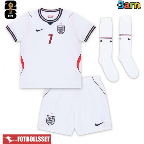 England Bukayo Saka #7 Hemmatröja Barn VM 2026 Kortärmad (+ Korta byxor)