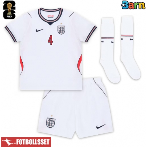 England Declan Rice #4 Hemmatröja Barn VM 2026 Kortärmad (+ Korta byxor)