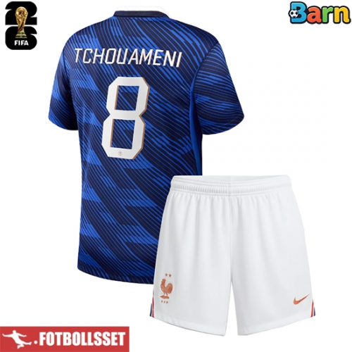 Frankrike Aurelien Tchouameni #8 Hemmatröja Barn VM 2026 Kortärmad (+ Korta byxor)
