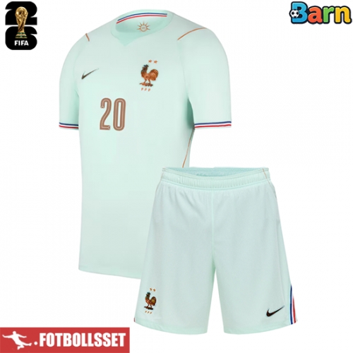 Frankrike Desire Doue #20 Bortatröja Barn VM 2026 Kortärmad (+ Korta byxor)