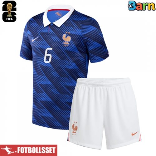 Frankrike Eduardo Camavinga #6 Hemmatröja Barn VM 2026 Kortärmad (+ Korta byxor)