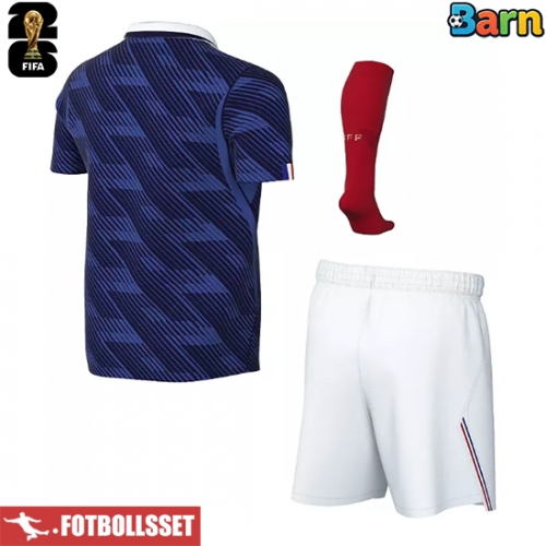 Frankrike Hemmatröja Barn VM 2026 Kortärmad (+ Korta byxor)