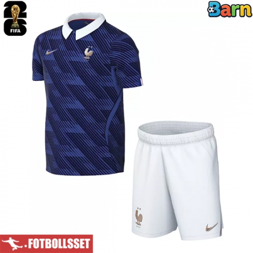 Frankrike Hemmatröja Barn VM 2026 Kortärmad (+ Korta byxor)