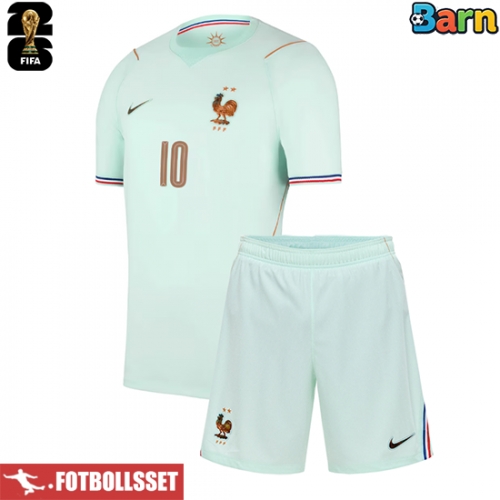 Frankrike Kylian Mbappe #10 Bortatröja Barn VM 2026 Kortärmad (+ Korta byxor)