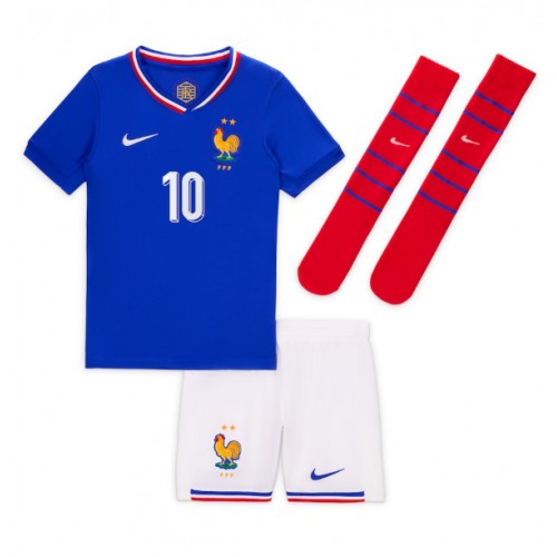 Frankrike Kylian Mbappe #10 Hemmatröja Barn EM 2024 Kortärmad (+ Korta byxor)
