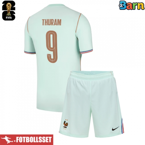 Frankrike Marcus Thuram #9 Bortatröja Barn VM 2026 Kortärmad (+ Korta byxor)