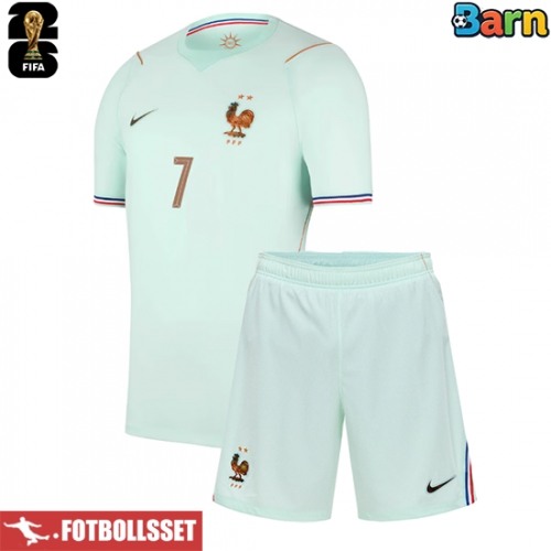 Frankrike Ousmane Dembele #7 Bortatröja Barn VM 2026 Kortärmad (+ Korta byxor)