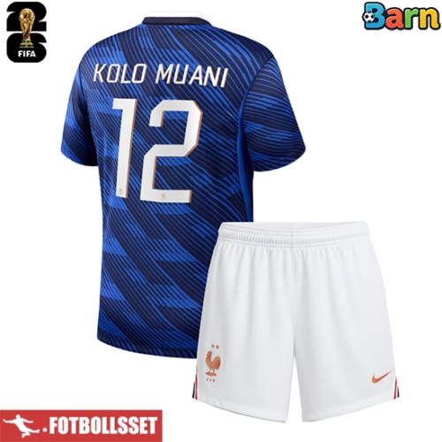 Frankrike Randal Kolo Muani #12 Hemmatröja Barn VM 2026 Kortärmad (+ Korta byxor)