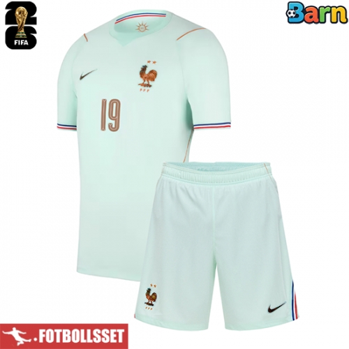 Frankrike Theo Hernandez #19 Bortatröja Barn VM 2026 Kortärmad (+ Korta byxor)