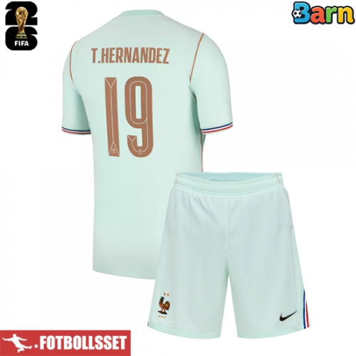Frankrike Theo Hernandez #19 Bortatröja Barn VM 2026 Kortärmad (+ Korta byxor)