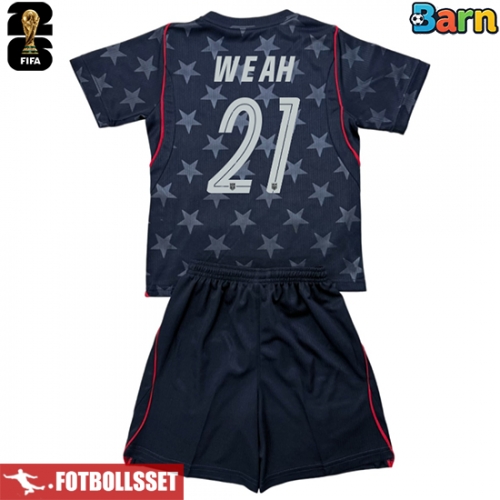 Förenta stater Timothy Weah #21 Bortatröja Barn VM 2026 Kortärmad (+ Korta byxor)