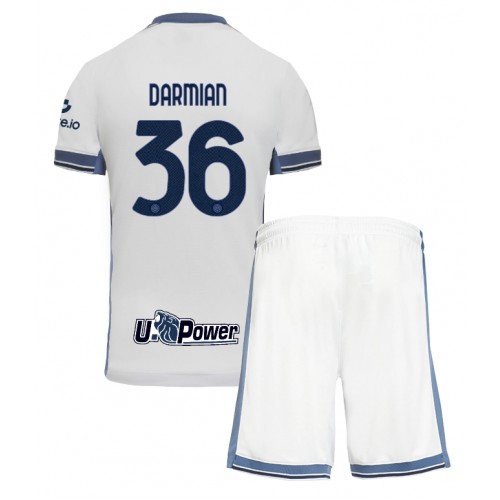 Inter Milan Matteo Darmian #36 Bortatröja Barn 2024-25 Kortärmad (+ Korta byxor)