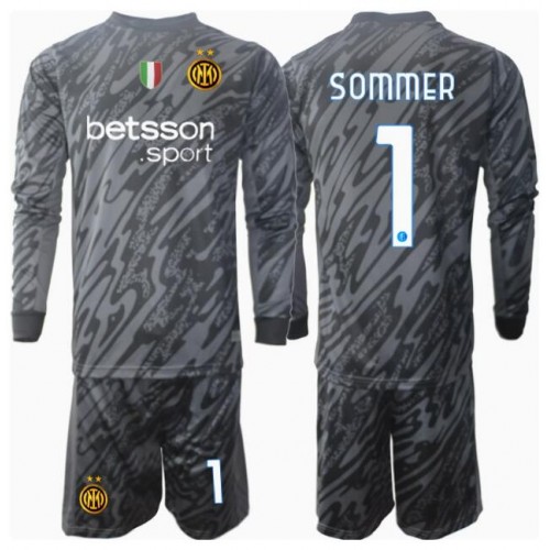 Inter Milan Yann Sommer #1 Målvakt Tredje Tröja Barn 2024-25 Långärmad (+ Korta byxor)