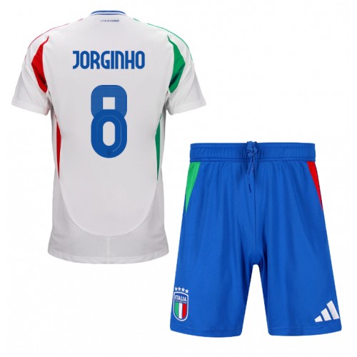 Italien Jorginho Frello #8 Bortatröja Barn EM 2024 Kortärmad (+ Korta byxor)