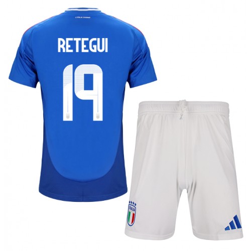 Italien Mateo Retegui #19 Hemmatröja Barn EM 2024 Kortärmad (+ Korta byxor)