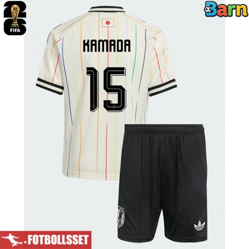 Japan Daichi Kamada #15 Bortatröja Barn VM 2026 Kortärmad (+ Korta byxor)