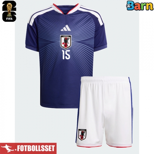 Japan Daichi Kamada #15 Hemmatröja Barn VM 2026 Kortärmad (+ Korta byxor)