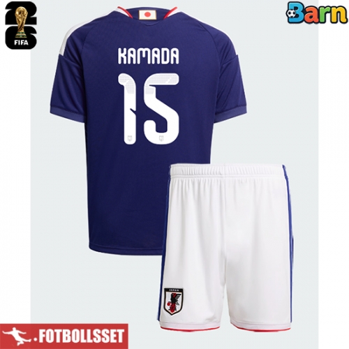 Japan Daichi Kamada #15 Hemmatröja Barn VM 2026 Kortärmad (+ Korta byxor)