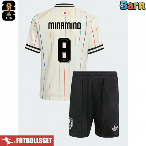 Japan Takumi Minamino #8 Bortatröja Barn VM 2026 Kortärmad (+ Korta byxor)
