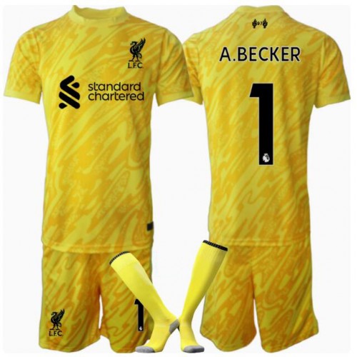 Liverpool Alisson Becker #1 Målvakt Tredje Tröja Barn 2024-25 Kortärmad (+ Korta byxor)